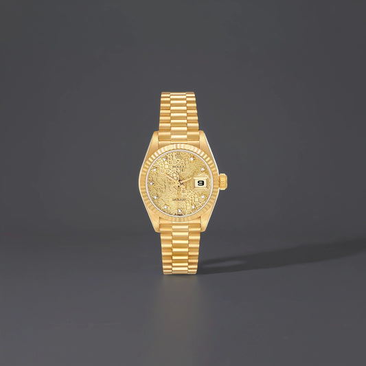 Rolex President Datejust 26 Yellow Gold Anniversary Diamond Dial Ladies Watch
