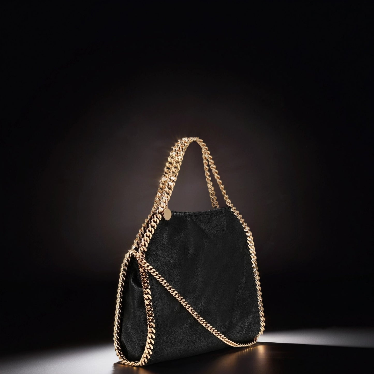Shaggy Deer Mini Falabella Fold Over Tote Black