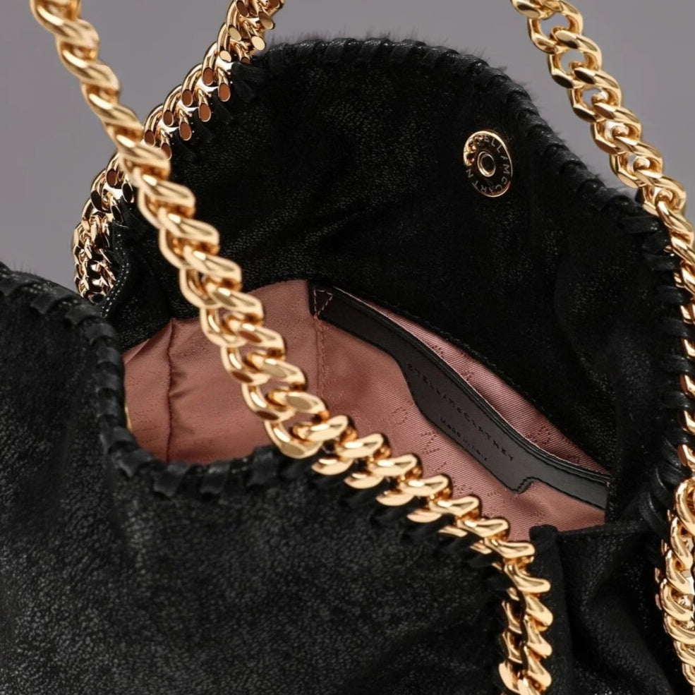 Shaggy Deer Mini Falabella Fold Over Tote Black