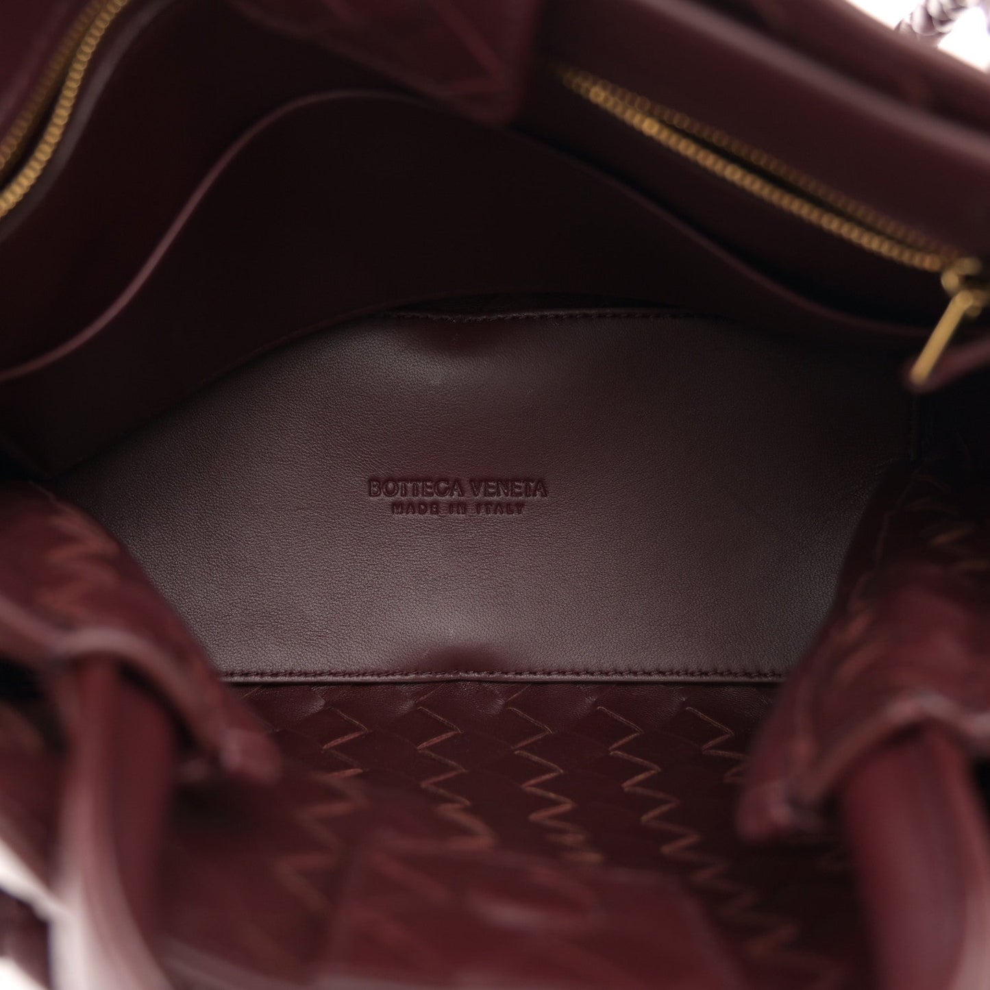 Nappa Intrecciato Small Andiamo Shoulder Bag Barolo