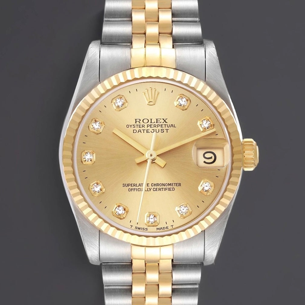 Rolex Datejust 31 Diamond Dial Steel Yellow Gold Ladies Watch