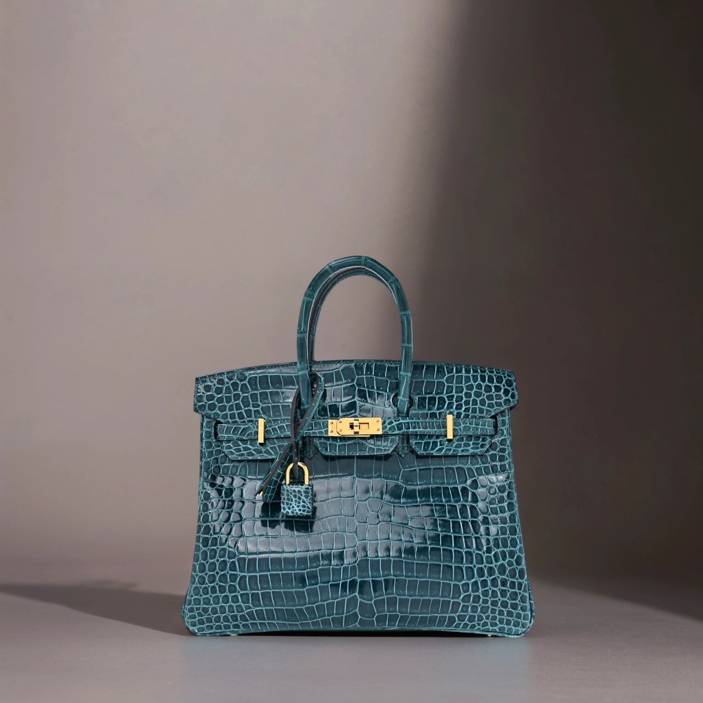 Shiny Porosus Crocodile Birkin 25 Vert Bosphore