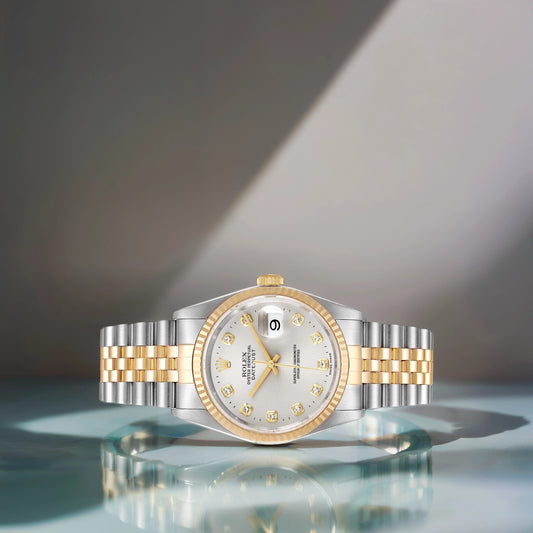 Rolex Datejust 36mm Steel Yellow Gold Slate Diamond Dial Watch