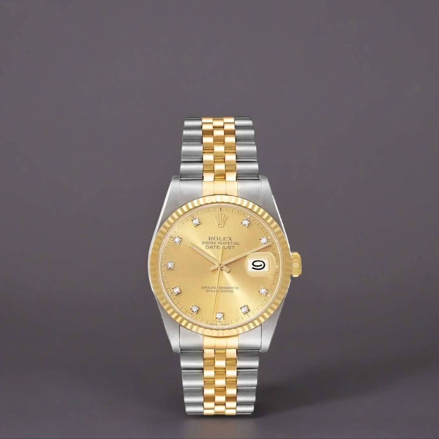 Rolex Datejust 36mm Champagne Diamond Dial Steel Yellow Gold