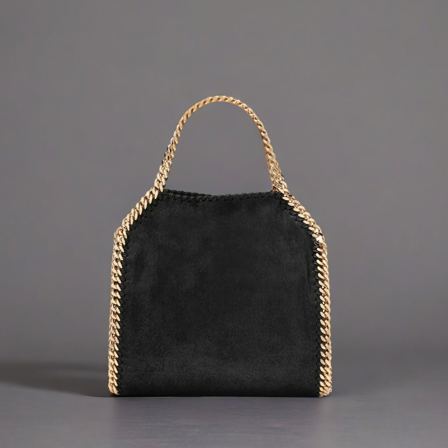 Shaggy Deer Mini Falabella Fold Over Tote Black