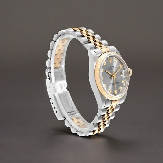 Rolex Datejust 26mm Steel Yellow Gold Slate Diamond Dial Watch