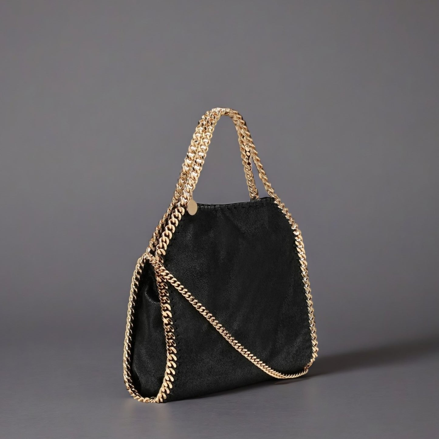 Shaggy Deer Mini Falabella Fold Over Tote Black