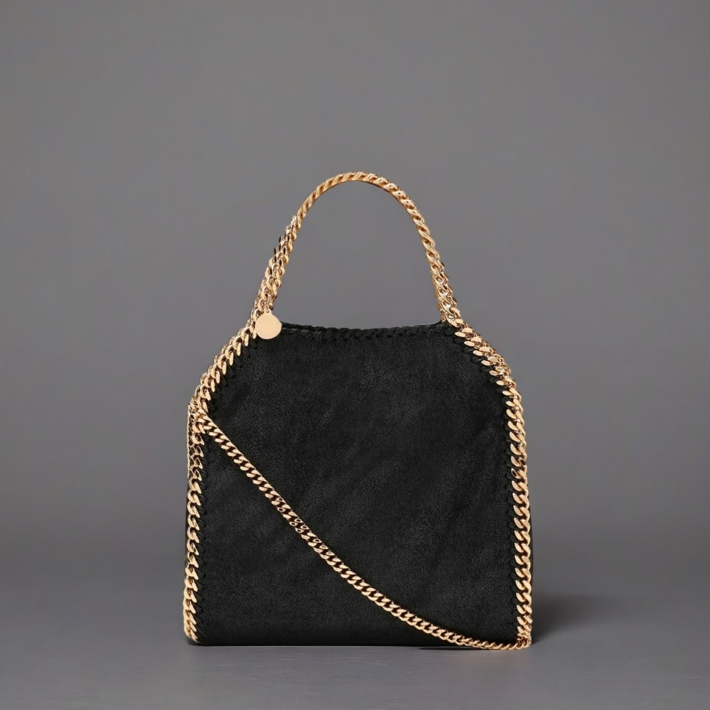 Shaggy Deer Mini Falabella Fold Over Tote Black