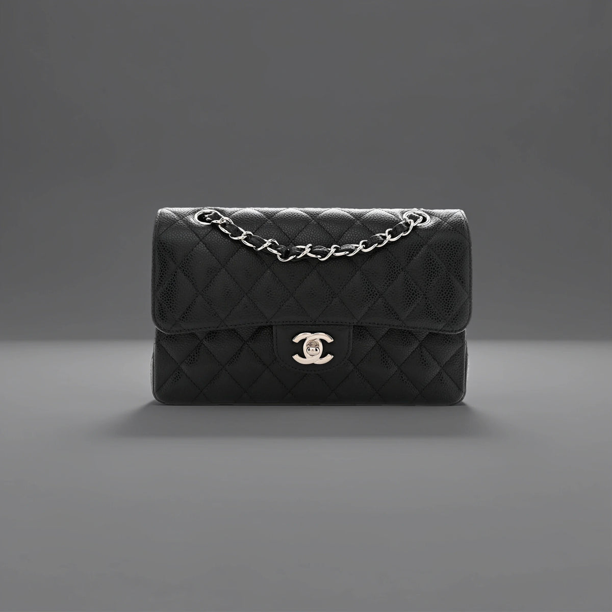 Caviar Quilted Small Double Flap Black