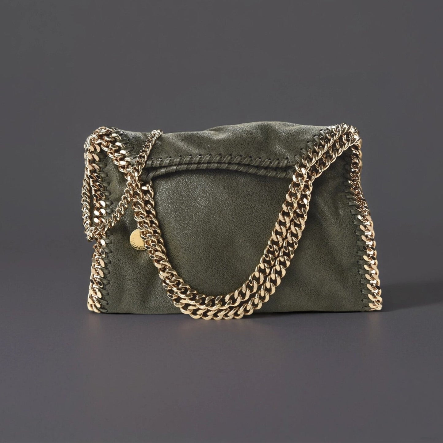 Shaggy Deer Mini Falabella Fold Over Tote Olive