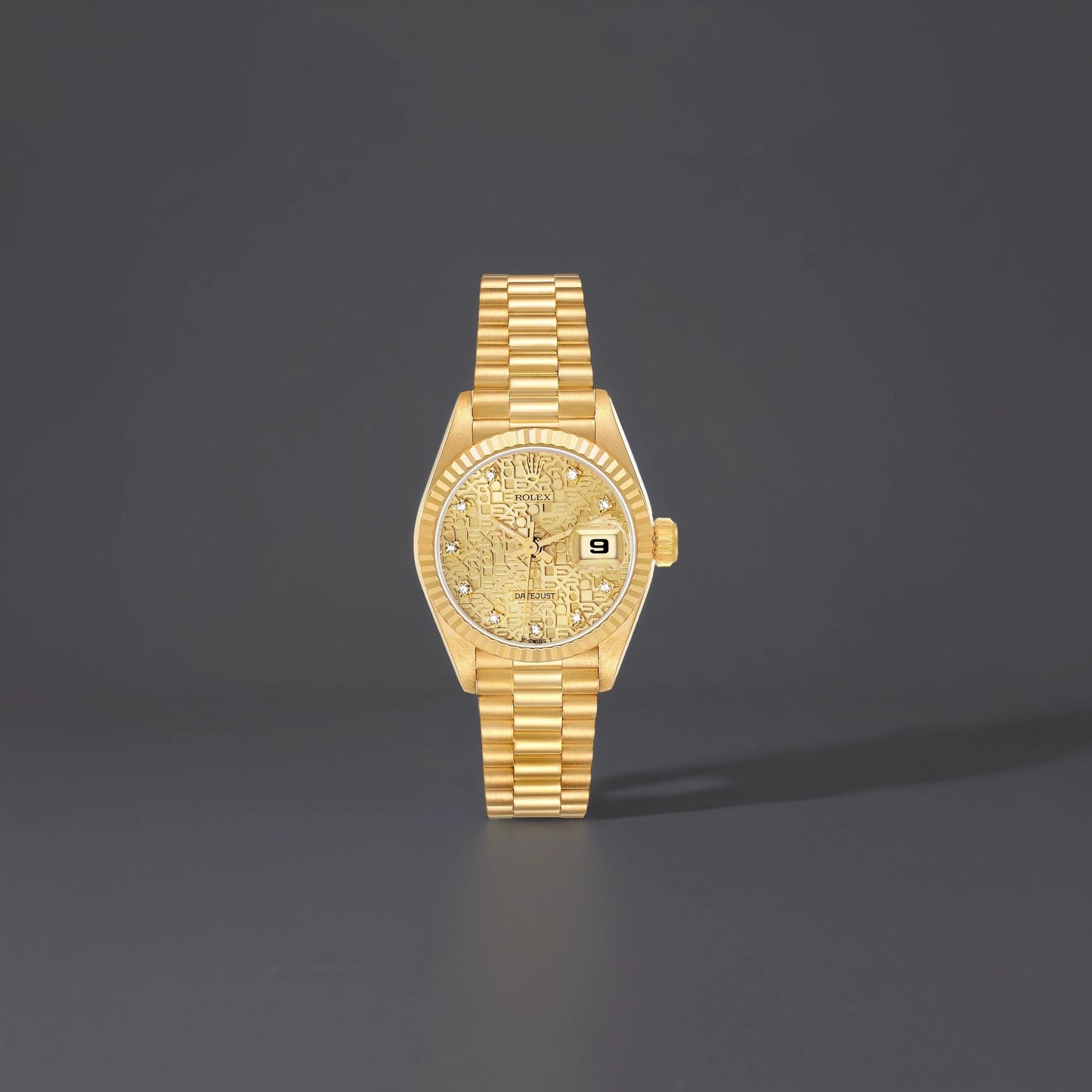 Rolex President Datejust 26 Yellow Gold Anniversary Diamond Dial Ladies Watch