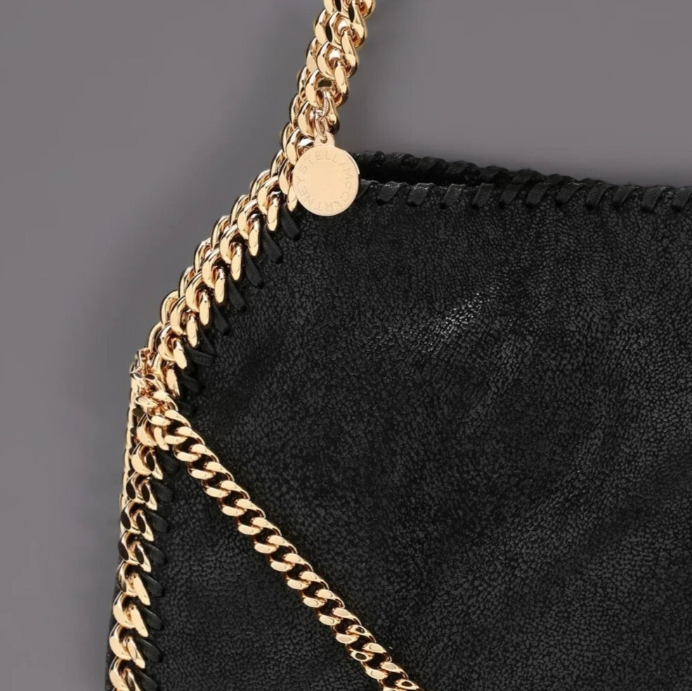 Shaggy Deer Mini Falabella Fold Over Tote Black