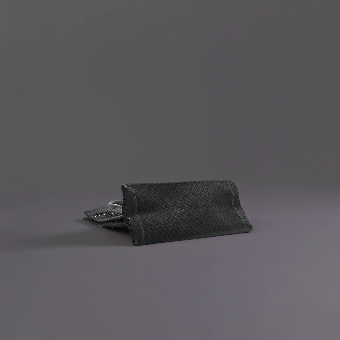 Mesh Embroidered Book Tote Black