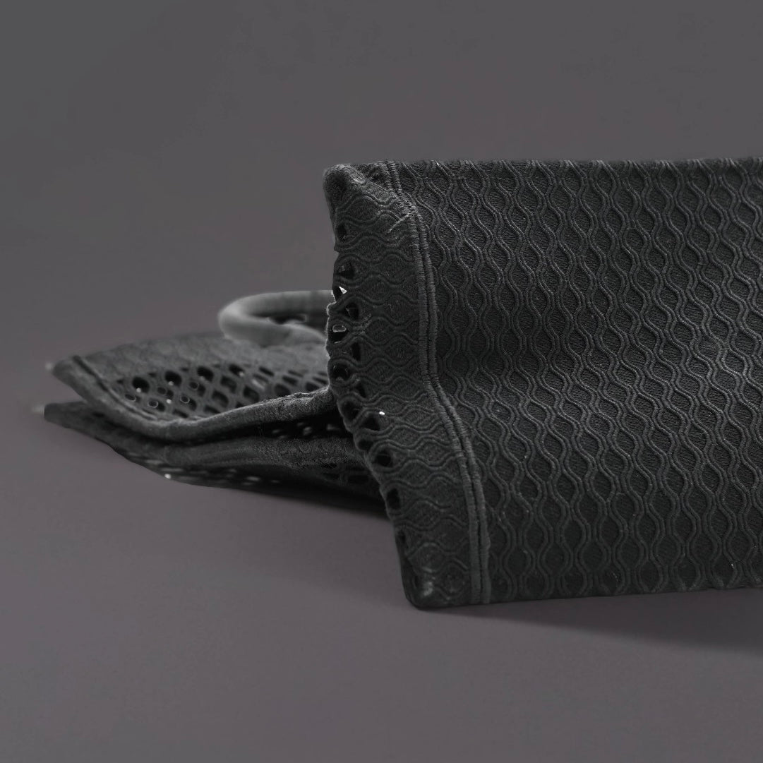 Mesh Embroidered Book Tote Black