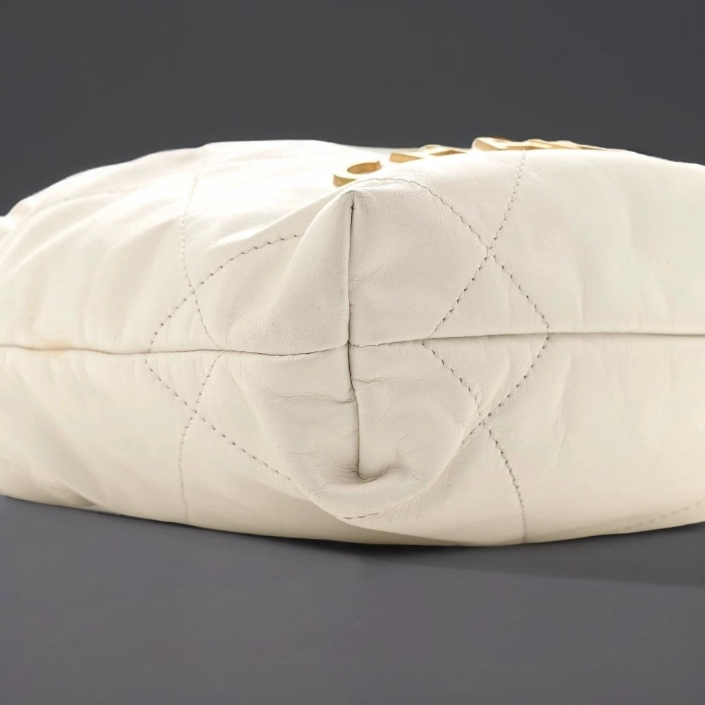 Shiny Calfskin Quilted Mini Chanel 22 White