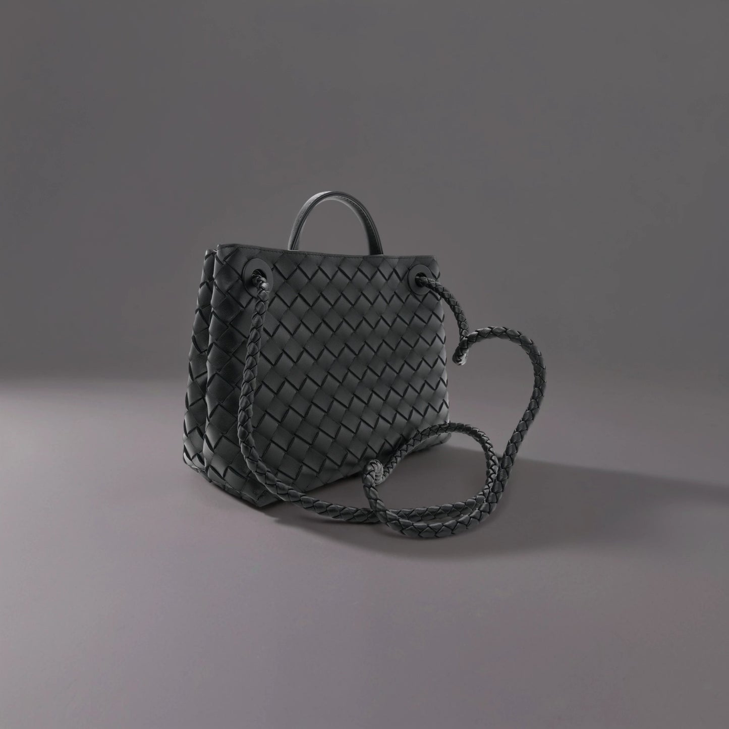 Nappa Intrecciato Small Andiamo Shoulder Bag Black