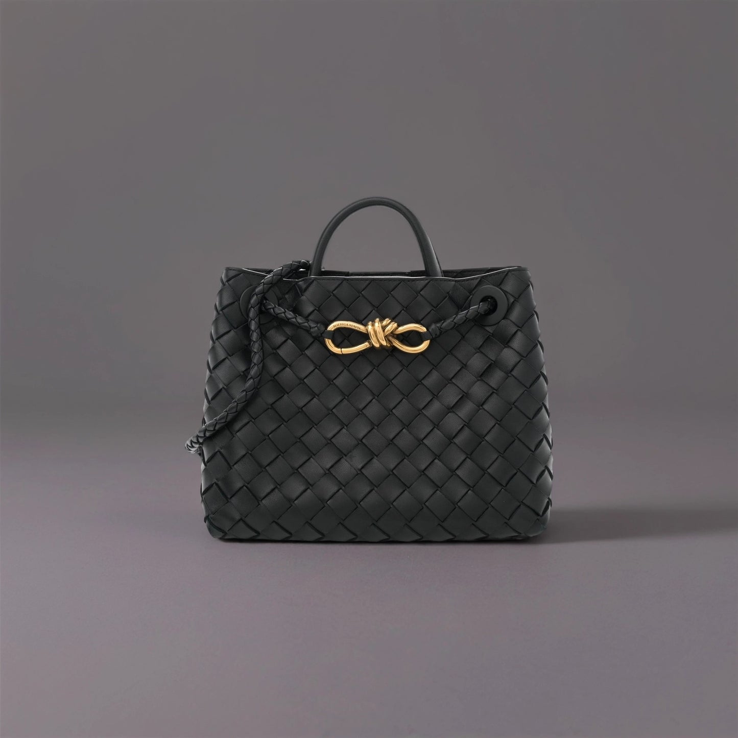 Nappa Intrecciato Small Andiamo Shoulder Bag Black