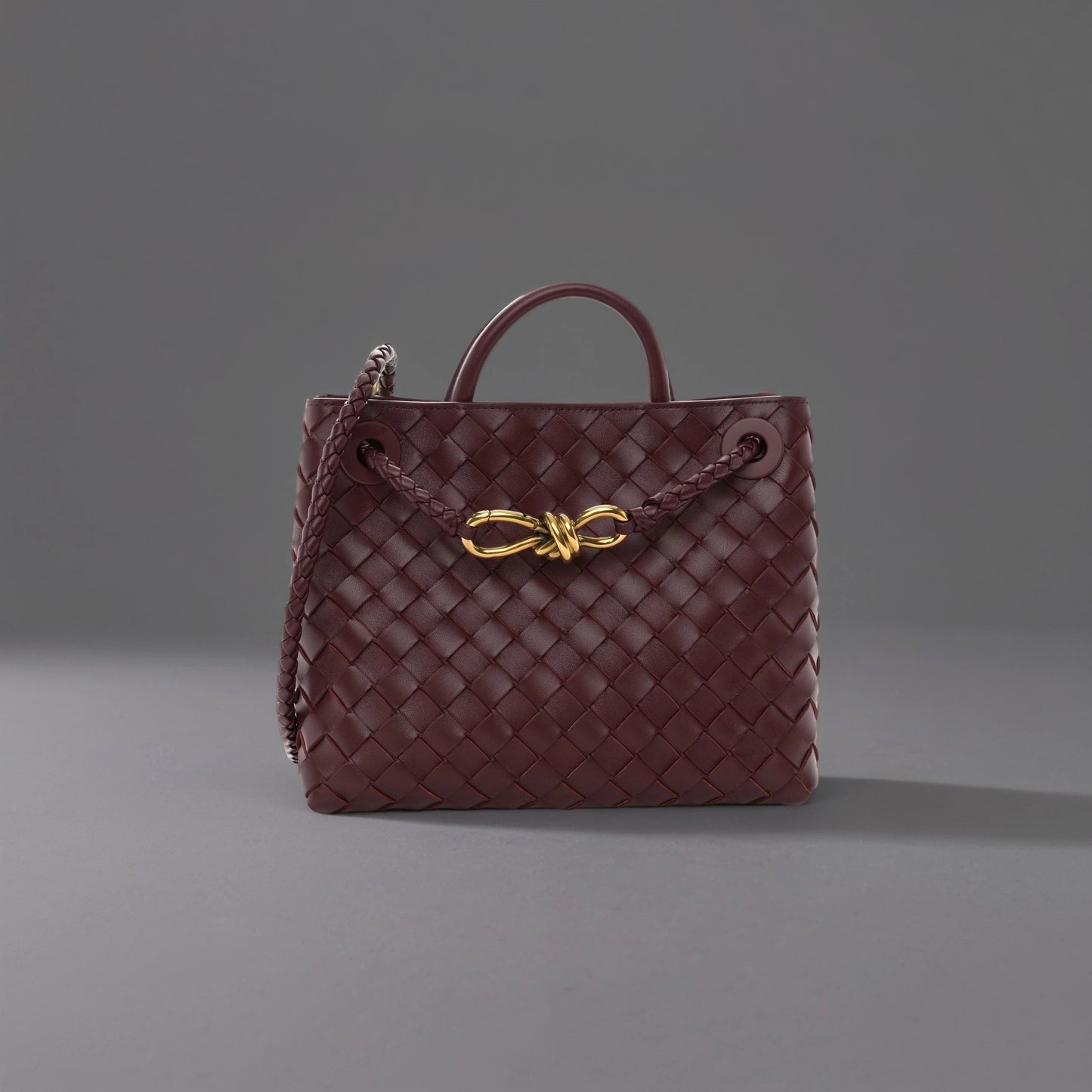 Nappa Intrecciato Small Andiamo Shoulder Bag Barolo