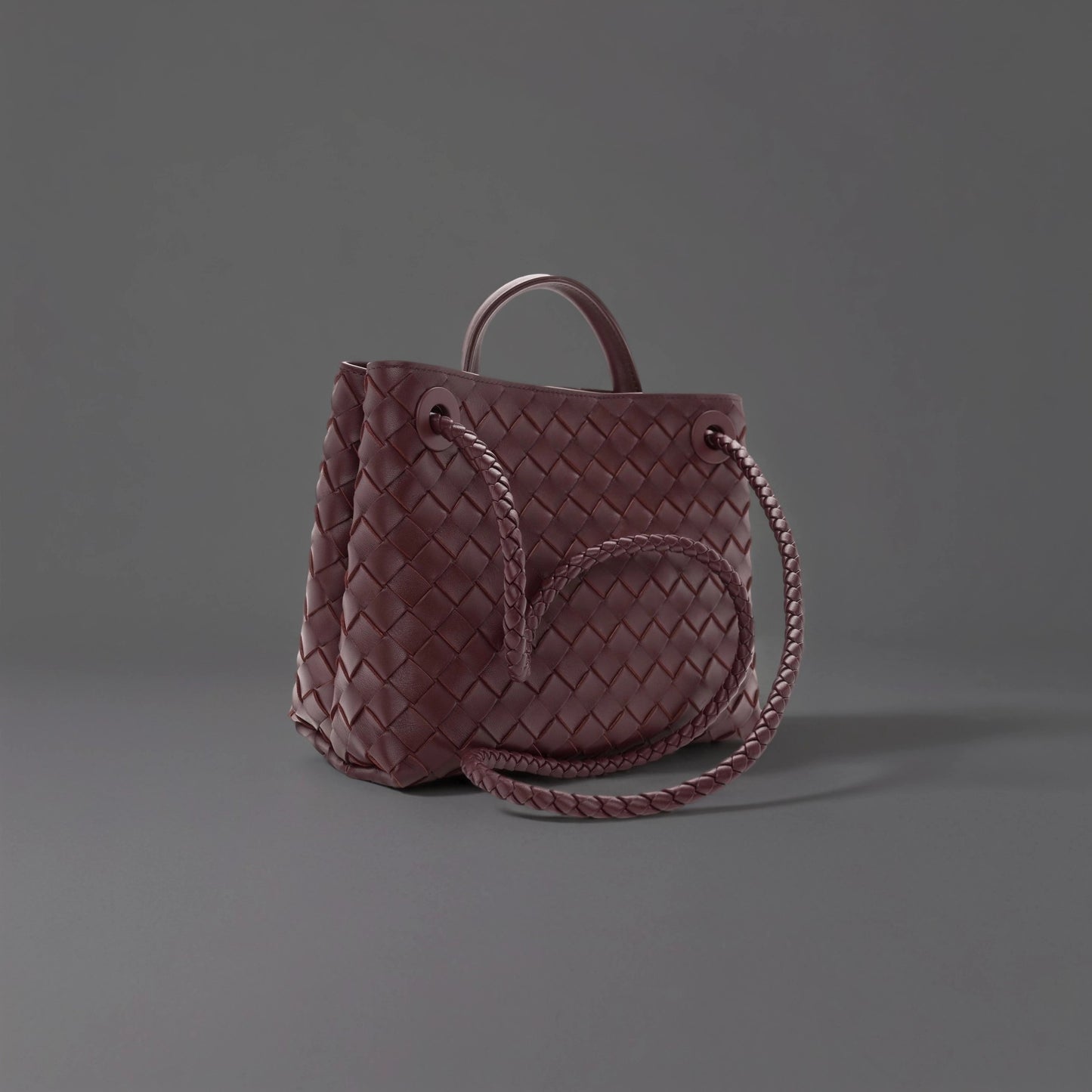 Nappa Intrecciato Small Andiamo Shoulder Bag Barolo