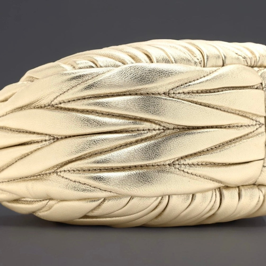 Metallic Nappa Matelasse Mini Wander Hobo Pirite