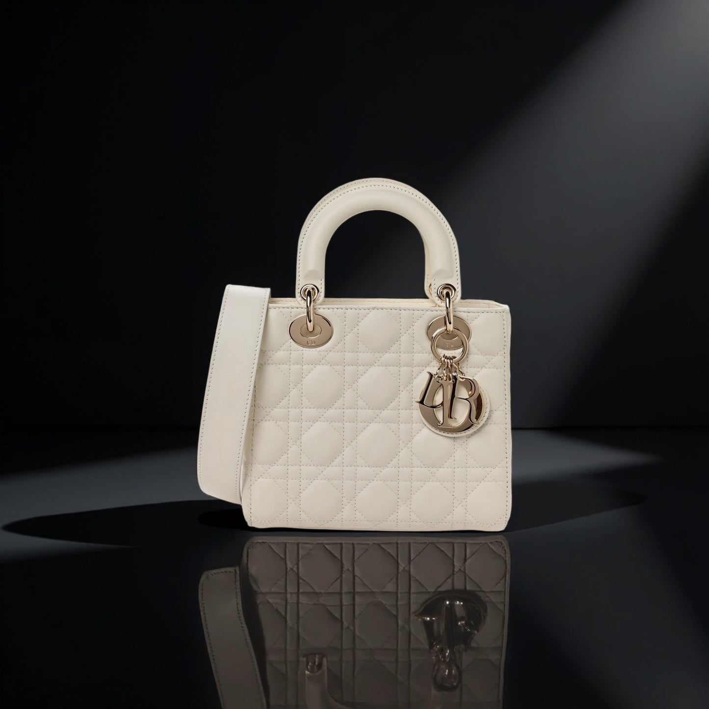 Lambskin Cannage Small My ABCDior Lady Dior White