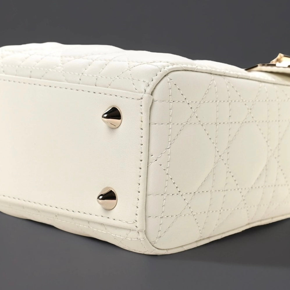 Lambskin Cannage Small My ABCDior Lady Dior White