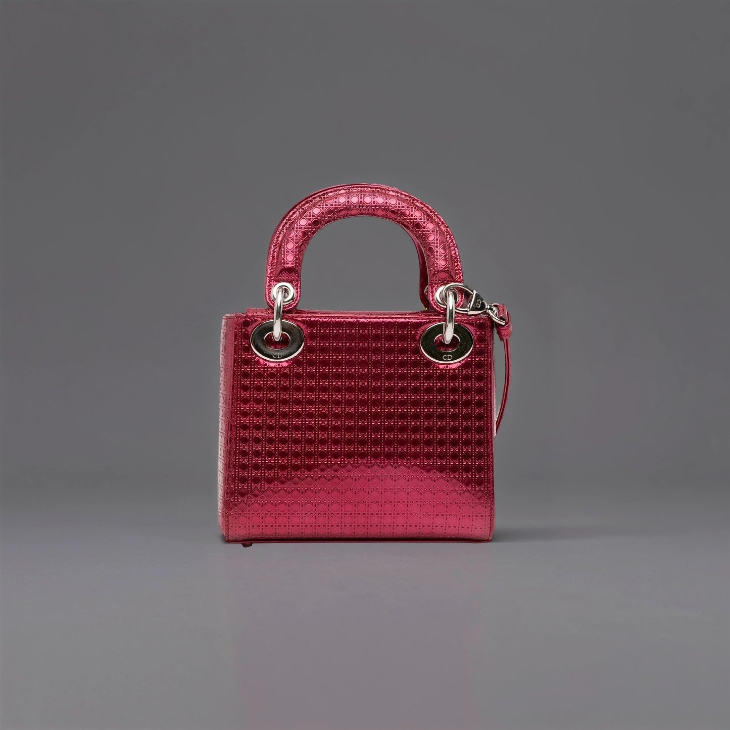 Mini Patent Microcannage Lady Dior Satchel Pink
