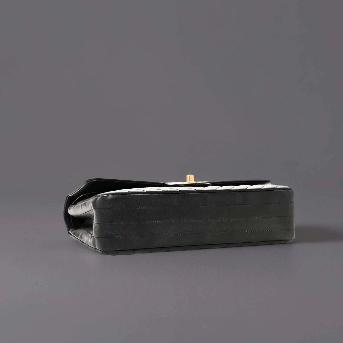 Lambskin Chevron Quilted Medium Double Flap Black