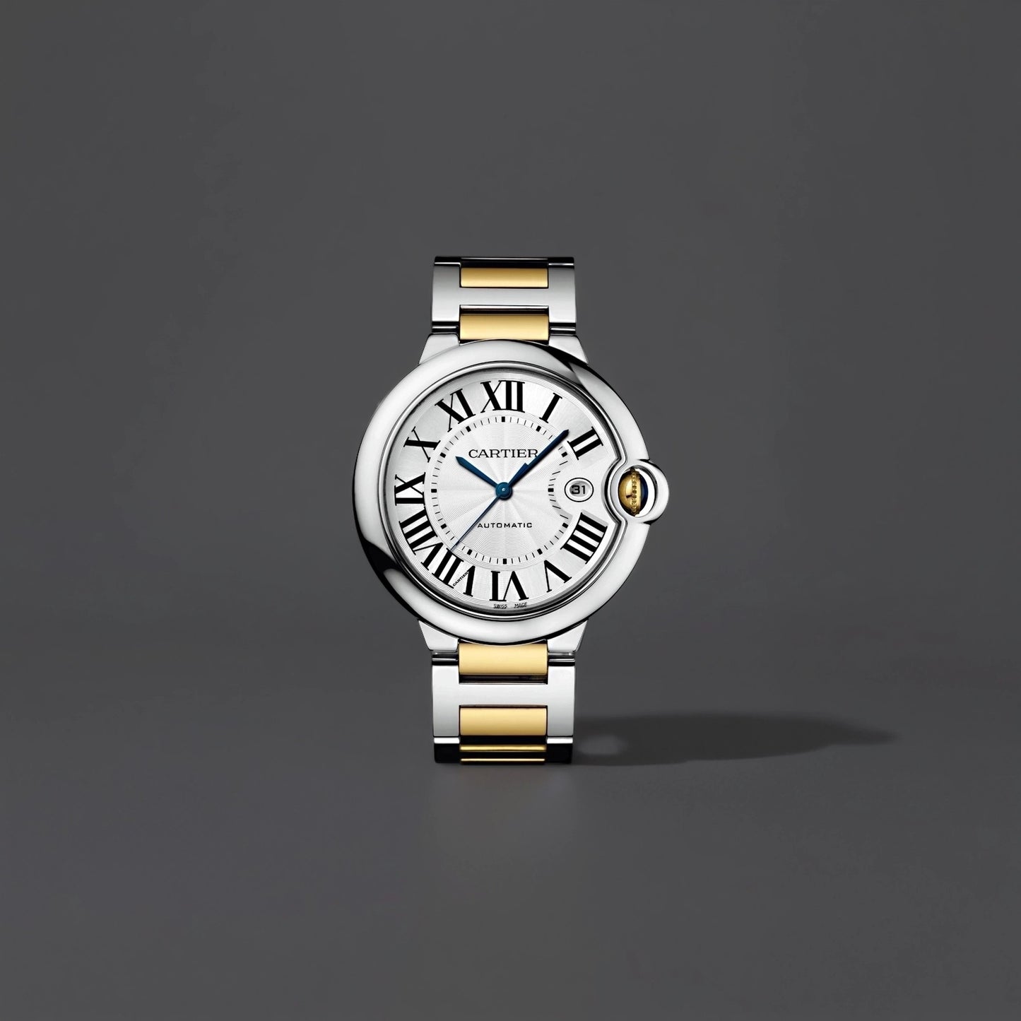 Cartier Ballon Bleu 36mm Silver Dial Steel Yellow Gold Watch