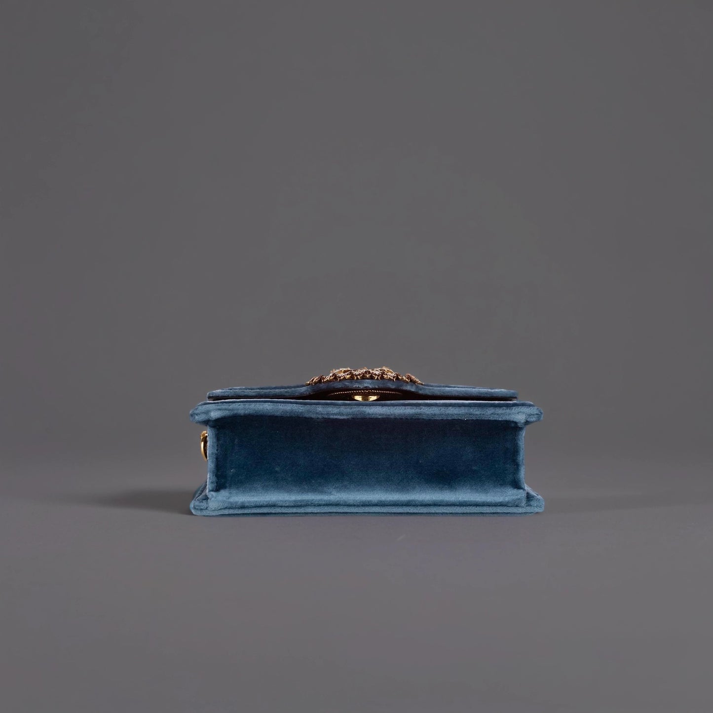 Dolce&Gabbana Blue Small Devotion Velvet Satchel