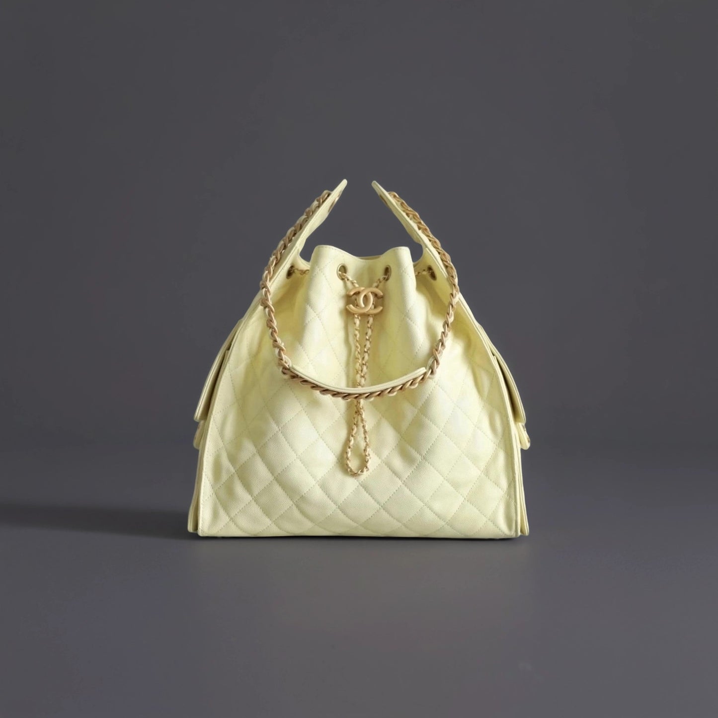 Caviar Quilted Medium Chanel 25 Handbag Light Yellow