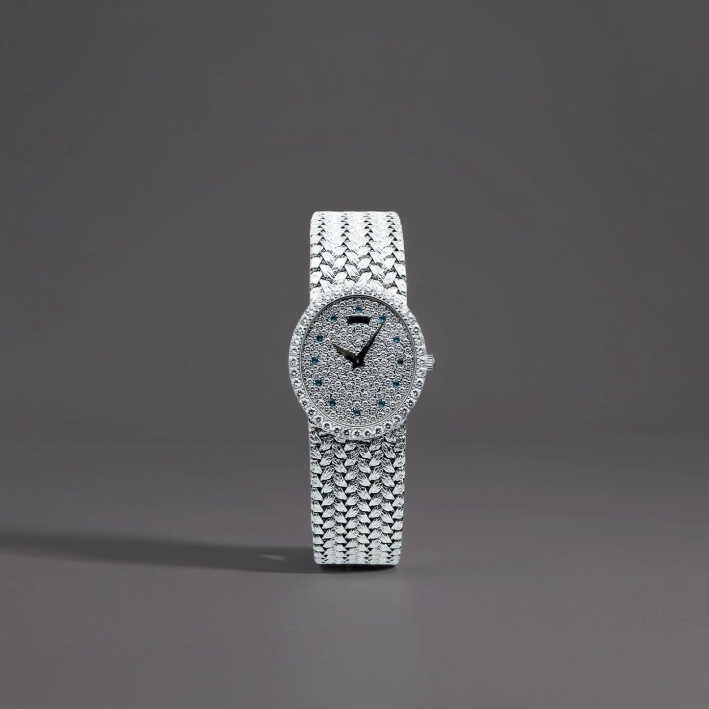 Piaget Tradition Oval White Gold Diamond Sapphire Ladies Watch