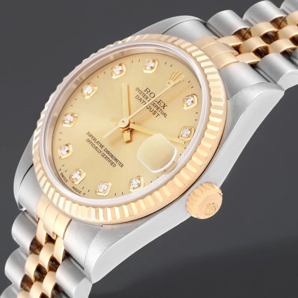 Rolex Datejust 31 Diamond Dial Steel Yellow Gold Ladies Watch
