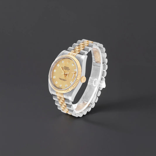 Rolex Datejust 36 Steel Yellow Gold Champagne Diamond Dial Watch