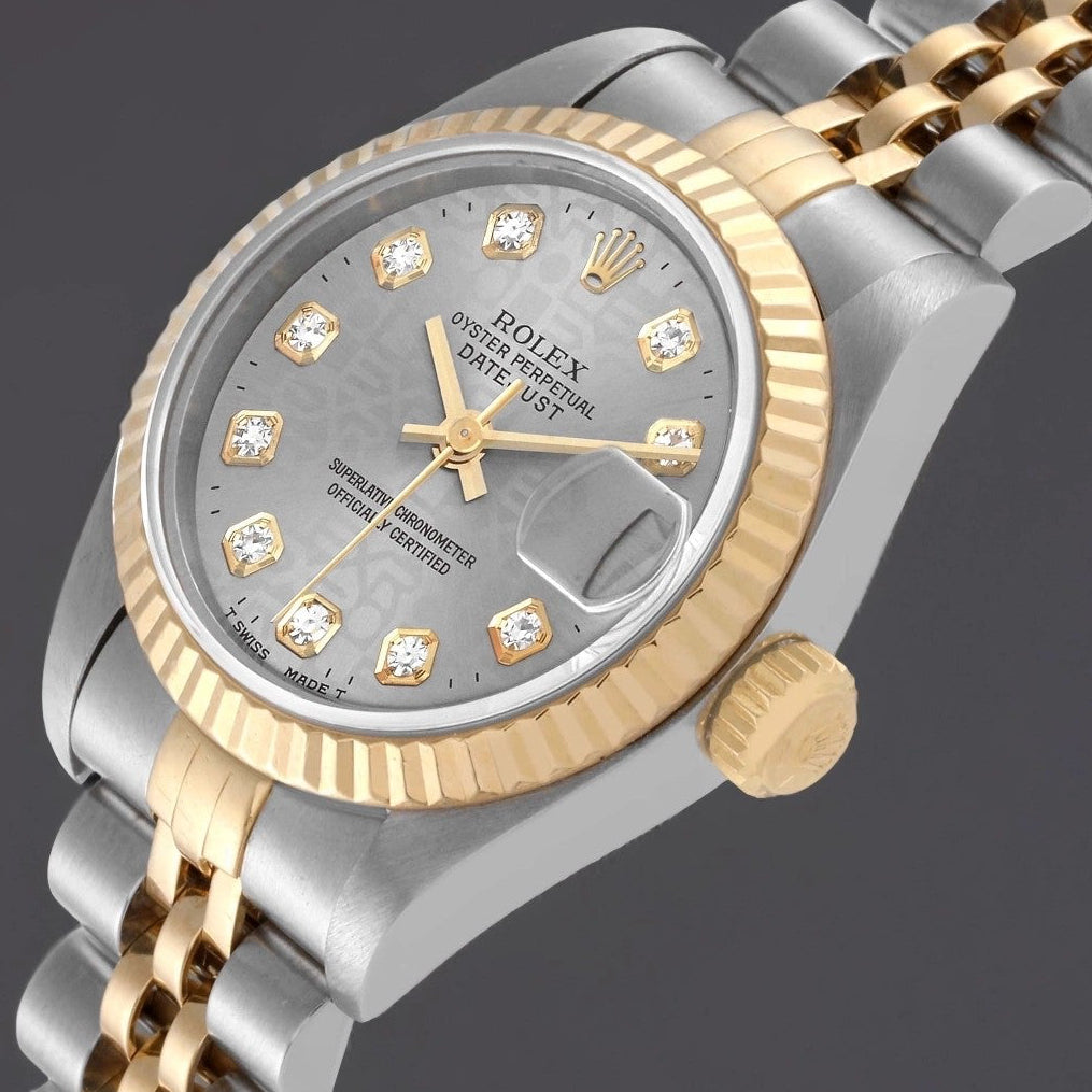 Rolex Datejust 26mm Steel Yellow Gold Slate Diamond Dial  Watch
