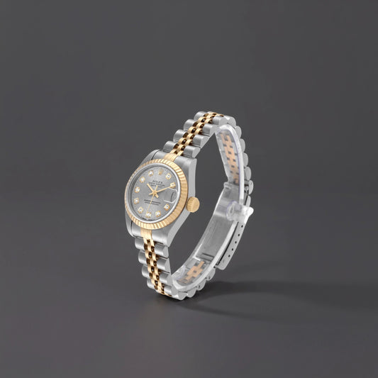 Rolex Datejust 26mm Steel Yellow Gold Slate Diamond Dial  Watch