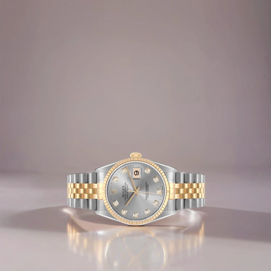 Rolex Datejust 36mm Steel Yellow Gold Slate Diamond Dial Watch