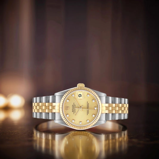 Rolex Datejust 31mm Midsize Diamond Dial Steel Yellow Gold Watch