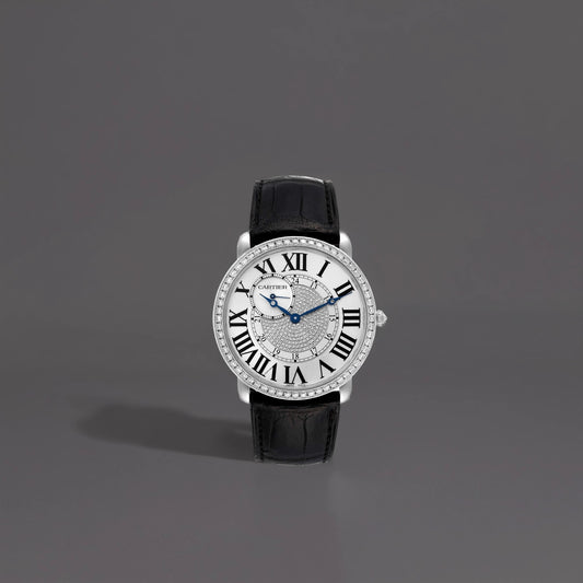 Cartier Ronde Louis White Gold Pave Diamond Watch