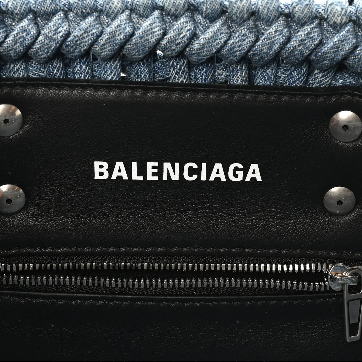 Washed Frayed Denim Braided XS Bistro Basket Blue
