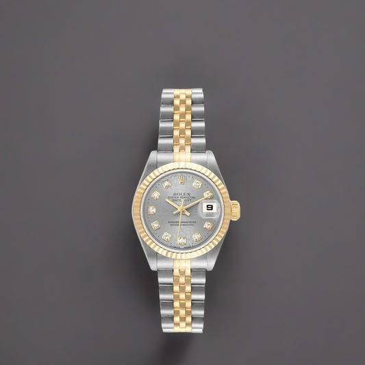 Rolex Datejust 26mm Steel Yellow Gold Slate Diamond Dial  Watch