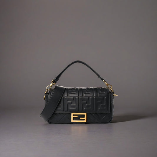 Nappa FF 1974 Embossed Baguette Black