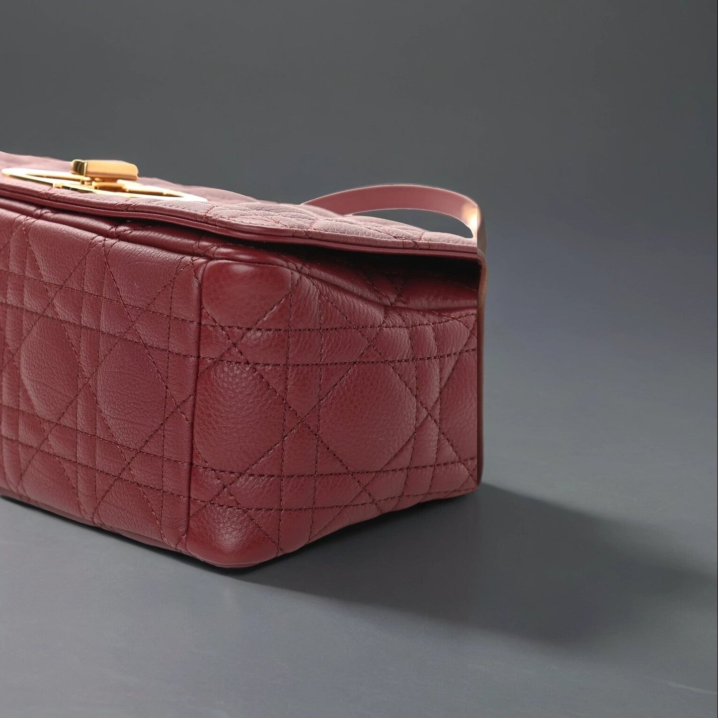 Calfskin Cannage Medium Caro Bag Brick Red