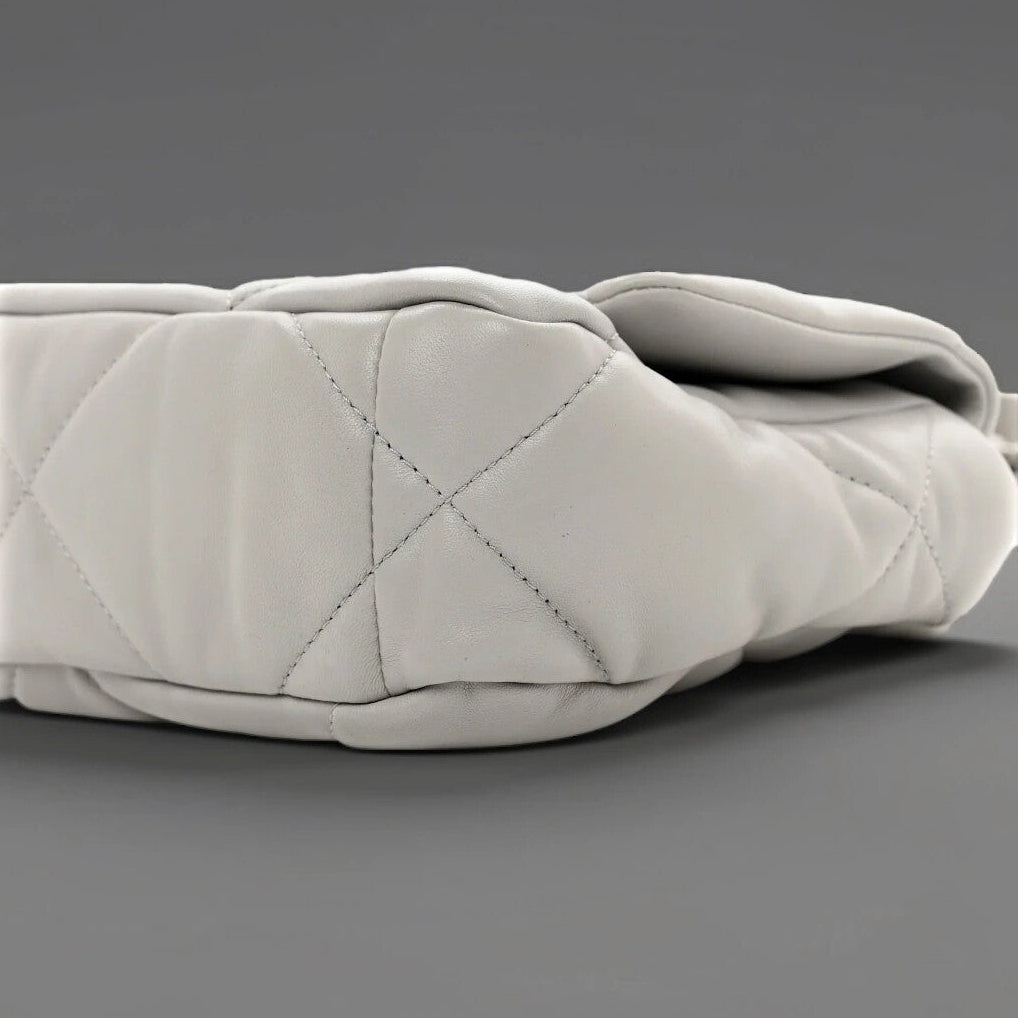 Goatskin Quilted Medium Chanel 19 Flap Grey