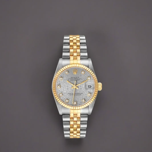 Rolex Datejust Midsize 31mm Steel Yellow Gold Diamond Dial Watch