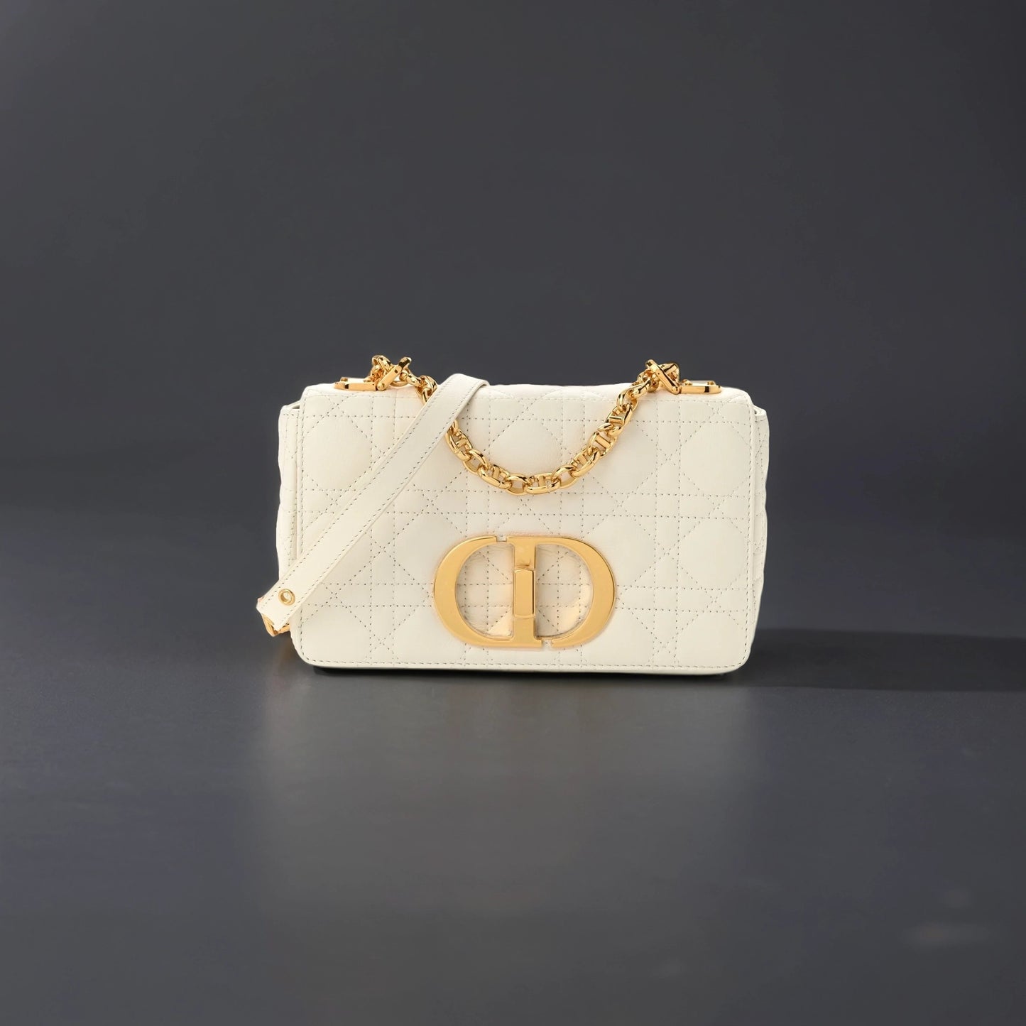 Lambskin Cannage Small Caro Bag Ivory