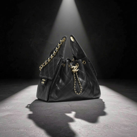 Lambskin Quilted Small Chanel 25 Handbag Black