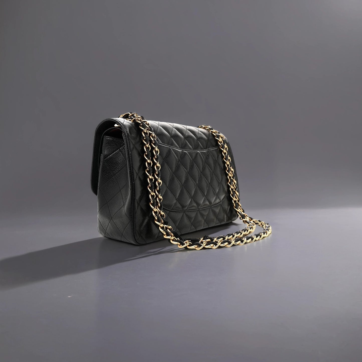 Caviar Quilted Medium Double Flap Black