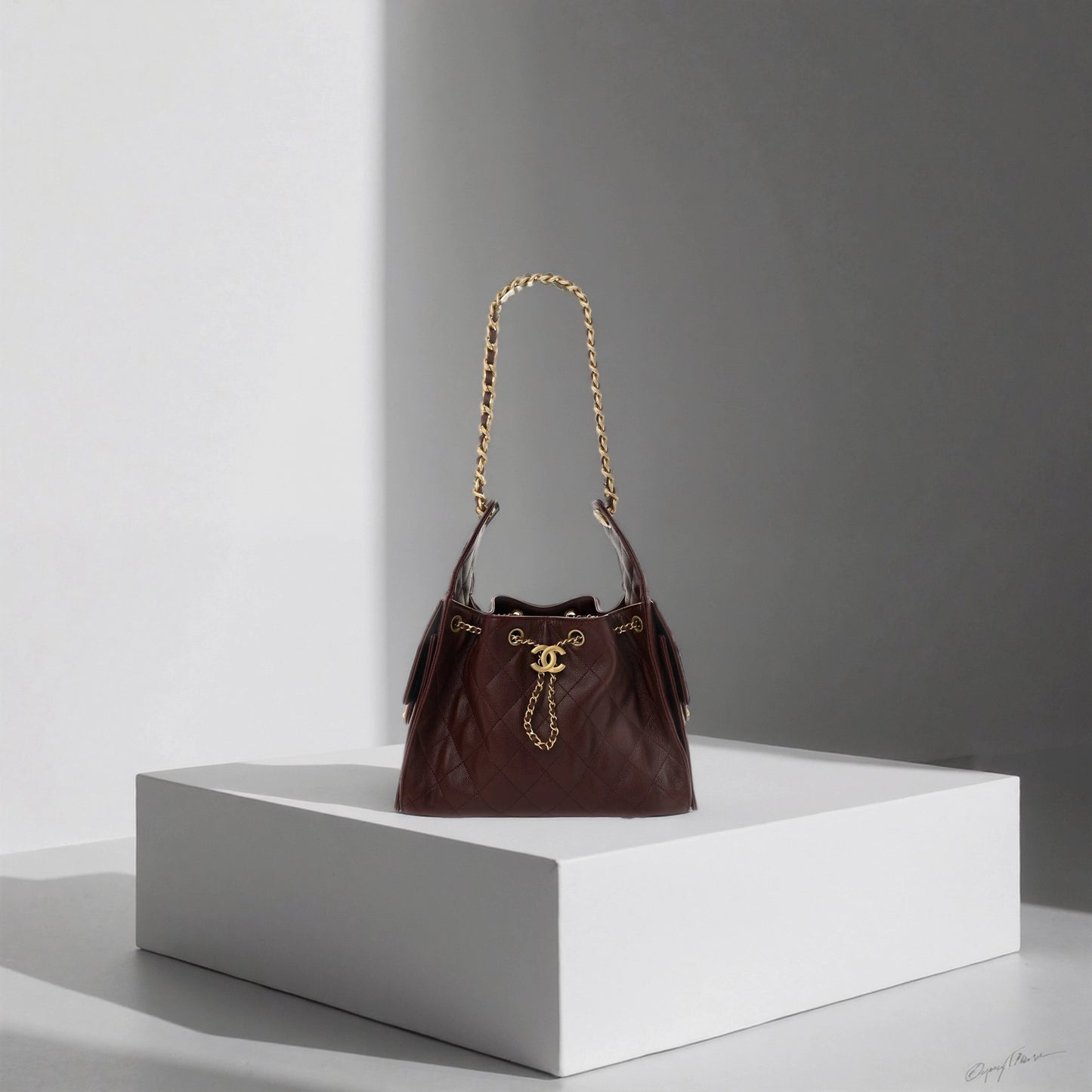 Caviar Quilted Small Chanel 25 Handbag Burgundy