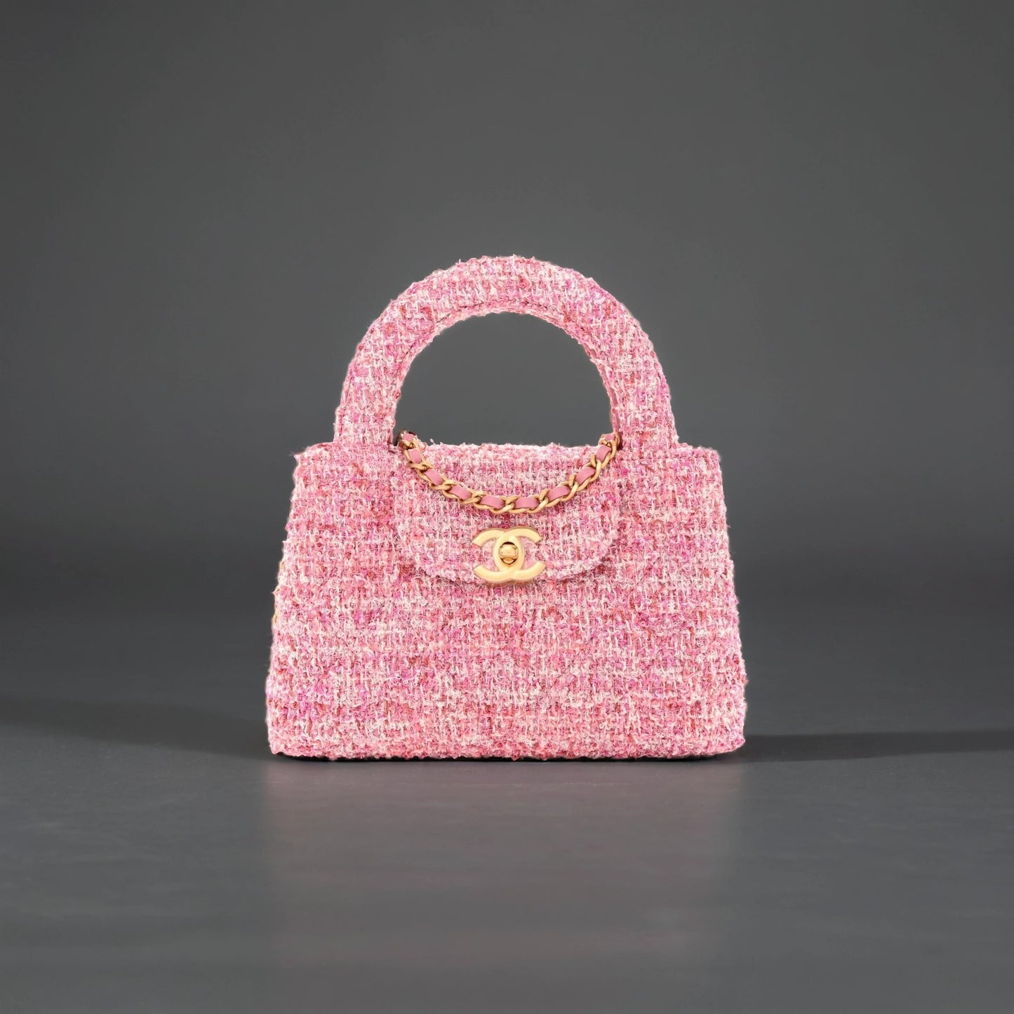 Tweed Quilted Nano Kelly Shopper Pink